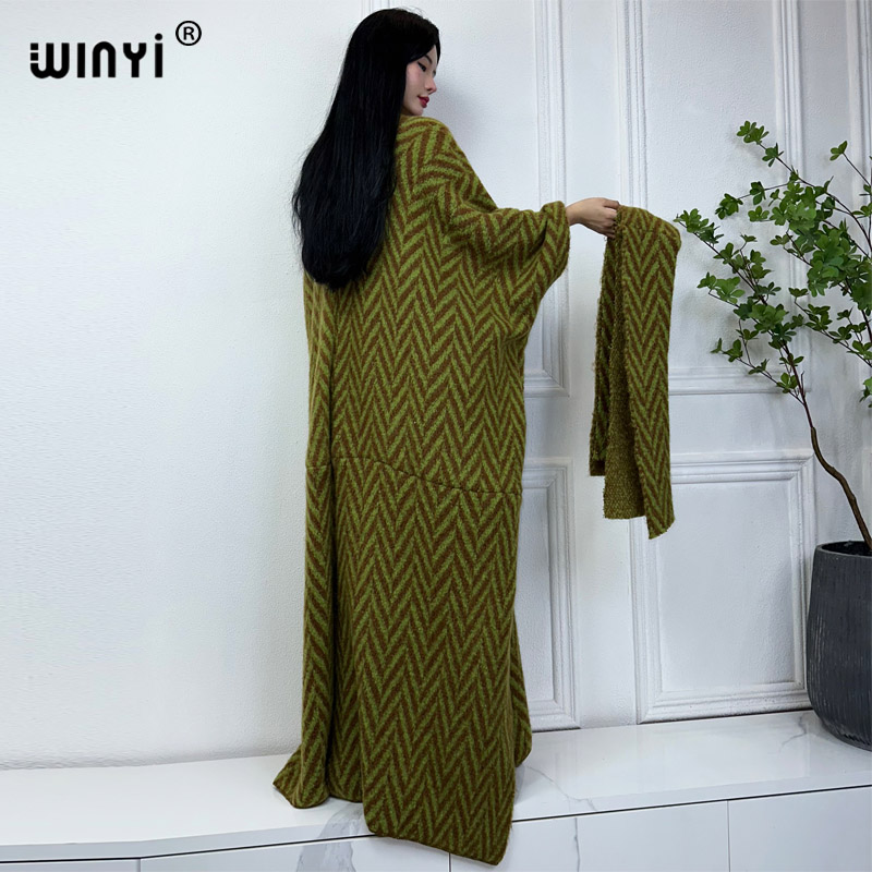 Winyi Frau Winter Strickjacke lose Weihnachten Mode Hipster Party Luxus kleid dicke warme weibliche Jacke Kaftan langen Mantel