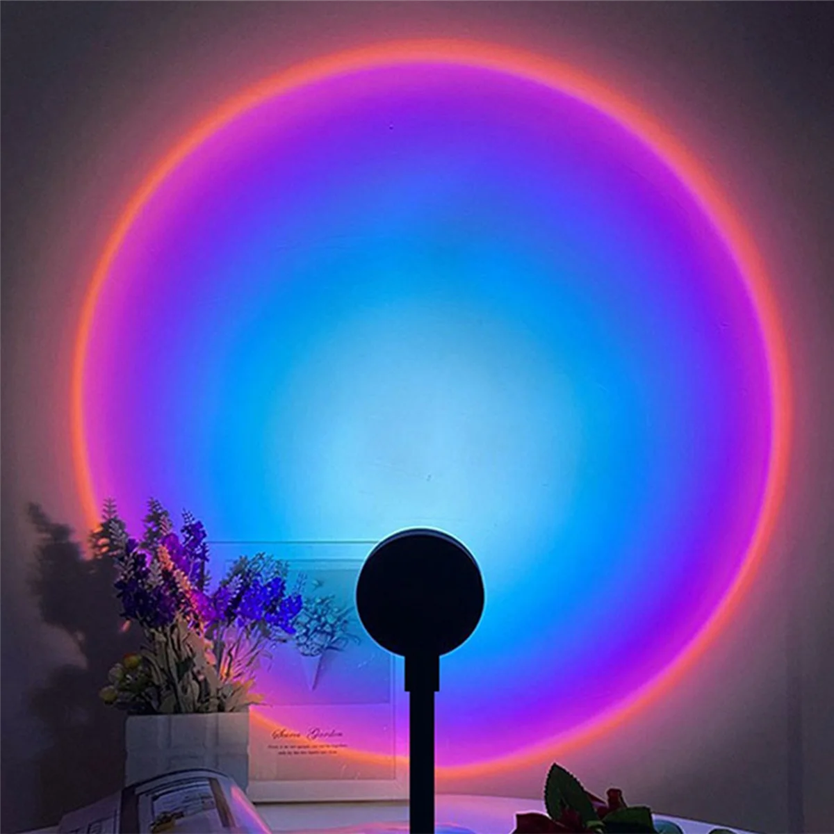 A72P 2X LED USB lampa zachód słońca lampka nocna projektor dekoracja urodzinowa przenośne nastrojowe światło do salonu w sypialni, tęcza