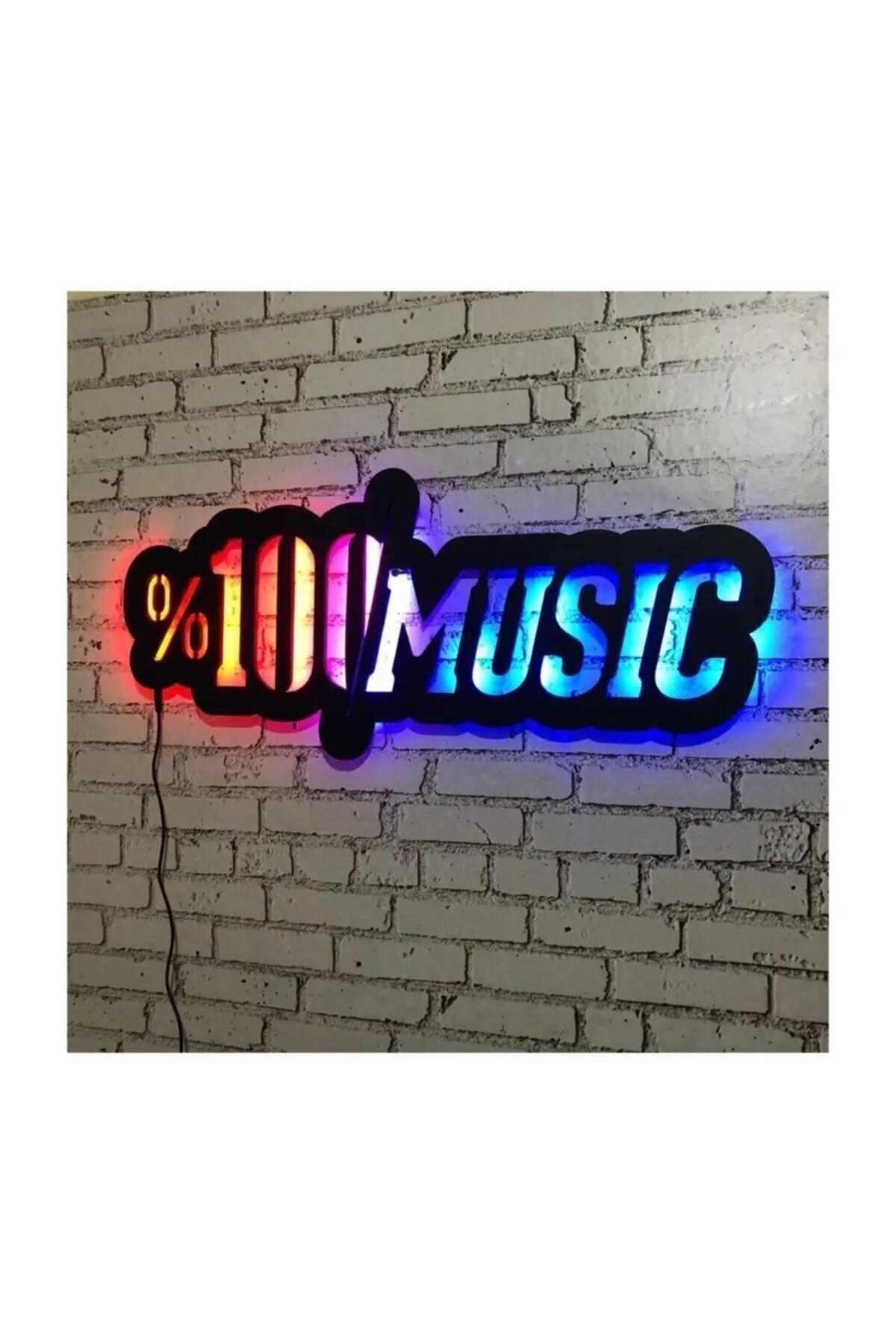 100% Musik V.2 Dekorasi Dinding Kayu dengan Lampu Led