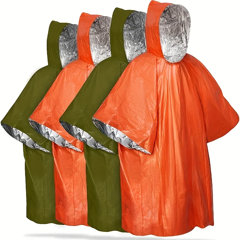 RapDuty-Poncho de Pluie d'Urgence avec Capuche, Couverture Thermique Réutilisable pour le Camping et la Survie, Équipement Imperméable pour les Analyste