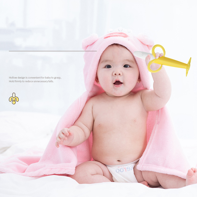 赤ちゃんのシリコーン歯が生えるトレーニング歯ブラシ,Bpaなし,バナナの形,安全な幼児のための歯が生えるリング,歯が生えるリング,ベビーガム,2個
