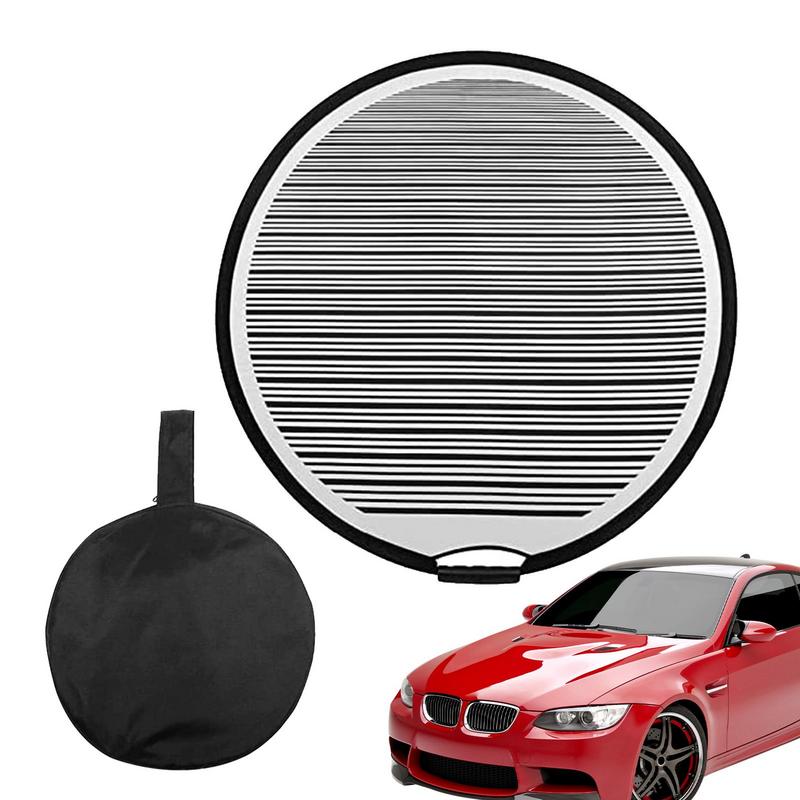 Tablero reflector de luz forrado PDR plegable a rayas circulares de 80cm, Panel de abolladuras redondo, herramienta de control de daños a la granizo para arañazos en el vehículo