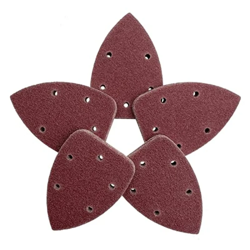 50pcs/set Detail Sander Sandpaper Mouse Sanding Pads 5 Holes Hook and Loop Sanding Sheets for 140mm Mouse Palm Detail Sanders