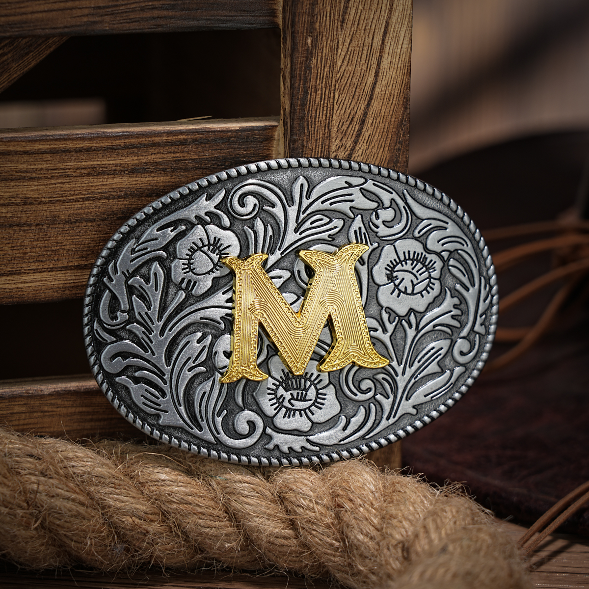 Western-Gürtelschnalle Initial Vintage-Cowboy Rodeo Silber große Gürtelschnalle für Männer Frauen