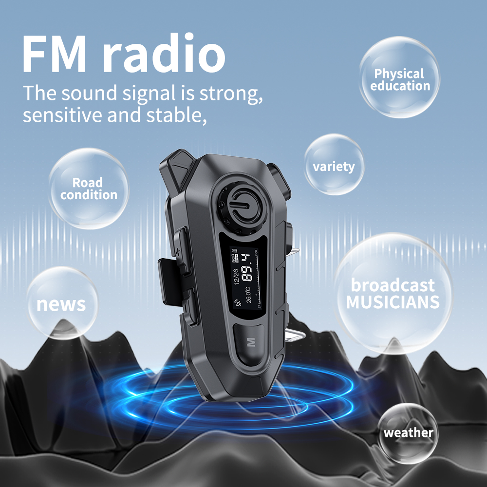 Capacete de motocicleta fone de ouvido bt5.3 sem fio chamada mãos livres à prova dwireless água moto fone com rádio fm música compartilhar display led para piloto