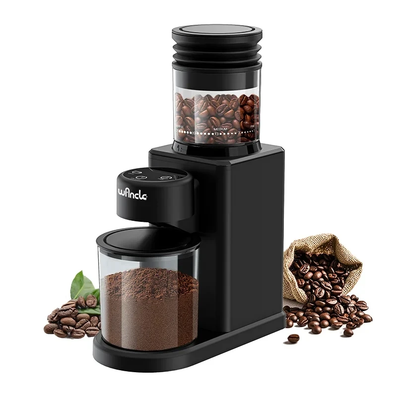 電気円錐バリグラインダーコーヒー豆グラインダー、フレンチエスプレッソタッチスクリーンデュアルモード研削用25グラインド設定付き