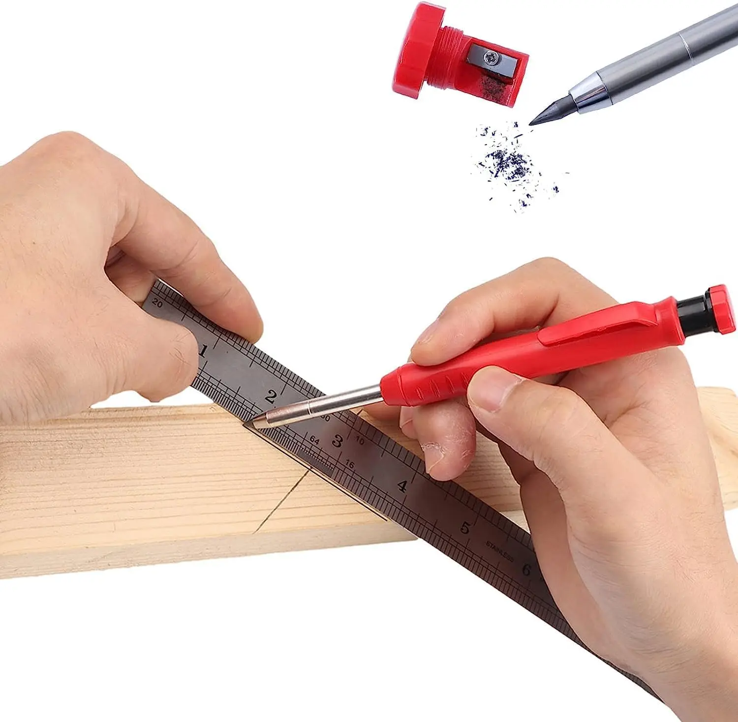 Solid Carpenter ชุดดินสองานไม้เครื่องมือดินสอ 5 สีเติมงานก่อสร้างเครื่องมือช่างไม้เครื่องหมาย Scriber
