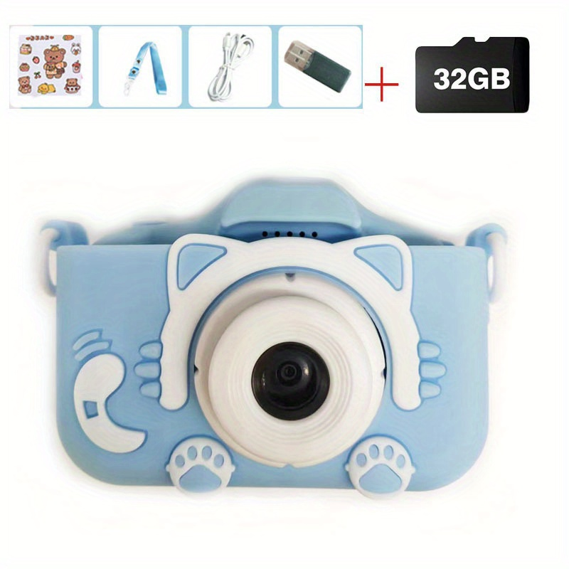Mini câmera digital com vídeo para crianças, Câmera brinquedos para meninos e meninas, 32GB SD Card, Melhores presentes de aniversário para crianças