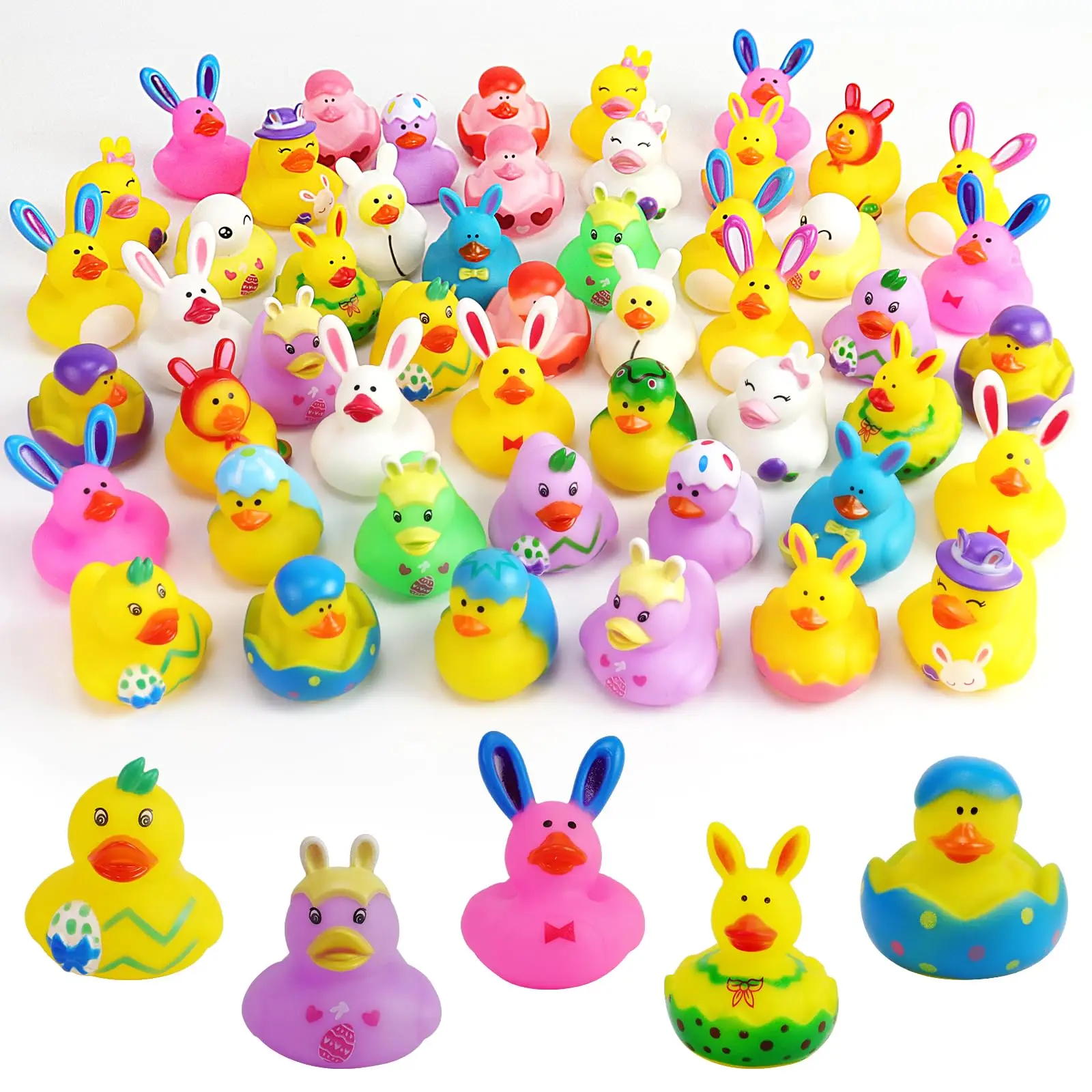 6/12/24 pçs patos de borracha de páscoa, mini 2.1 Polegada coelho patos de borracha brinquedos de banho para crianças, cesta de páscoa stuffers e favores de festa