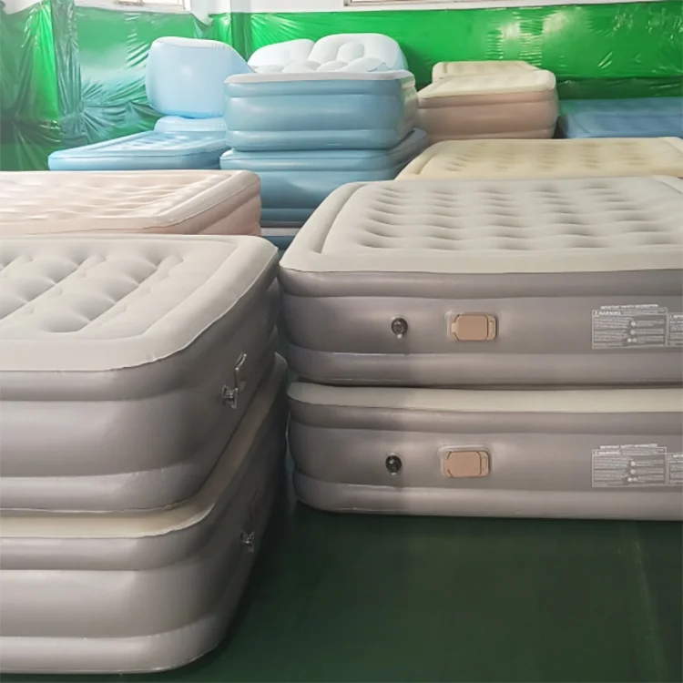 ダブル自動インフレータブルPVCエアマットレス,屋外キャンプベッド,ポンプ内蔵の大型ベッド,在庫あり