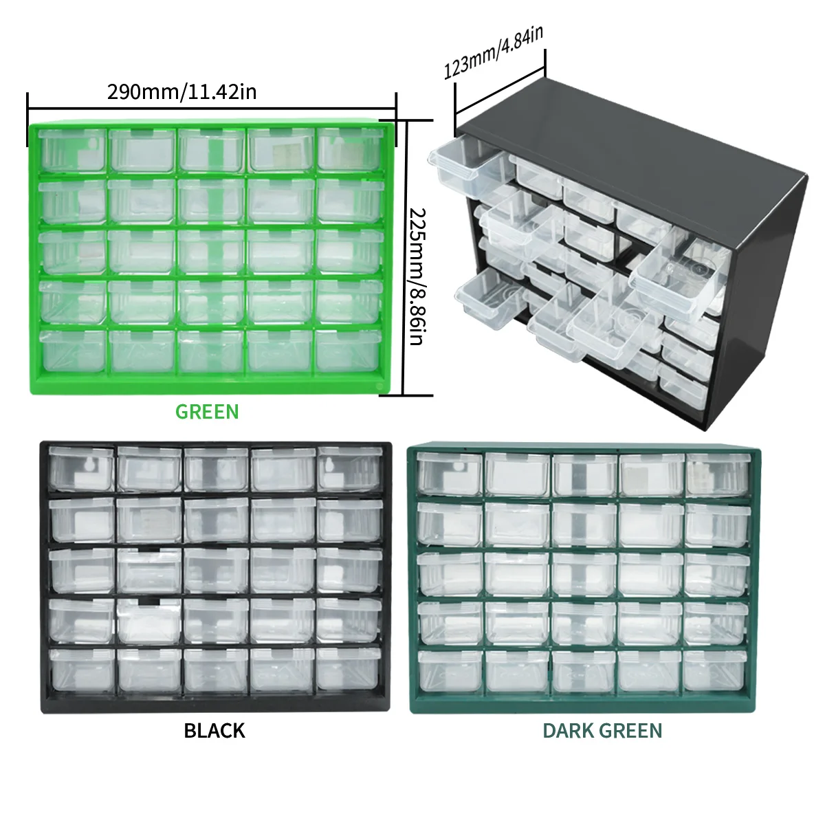 25 Multi-grid Lade Onderdelen Doos Wandmontage Schroef Classificatie Componentendoos Gereedschapskoffer elektronische componenten Opslag Gereedschapskist