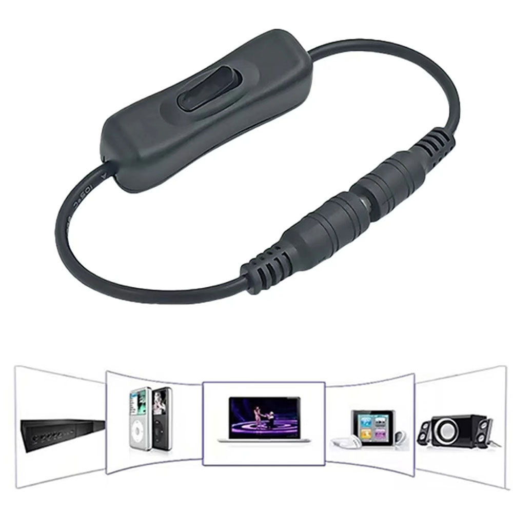 Inline 304 Switch On Off with Female Male Power Cable 5.5x2.1mm DC Connector Switch 5V 12V 24V for CCTV LED Strip Light