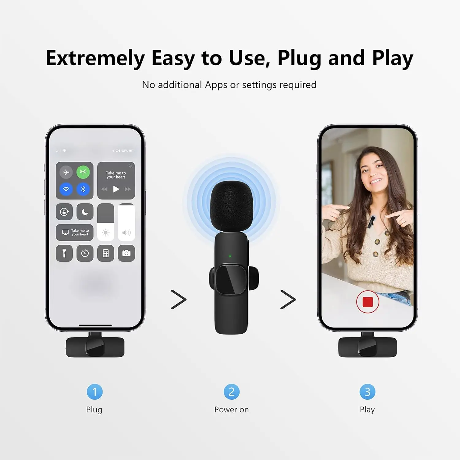 Nuevo Micrófono Lavalier inalámbrico, Mini micrófono portátil para grabación de Audio y vídeo para iPhone, ios, teléfono para juegos en vivo