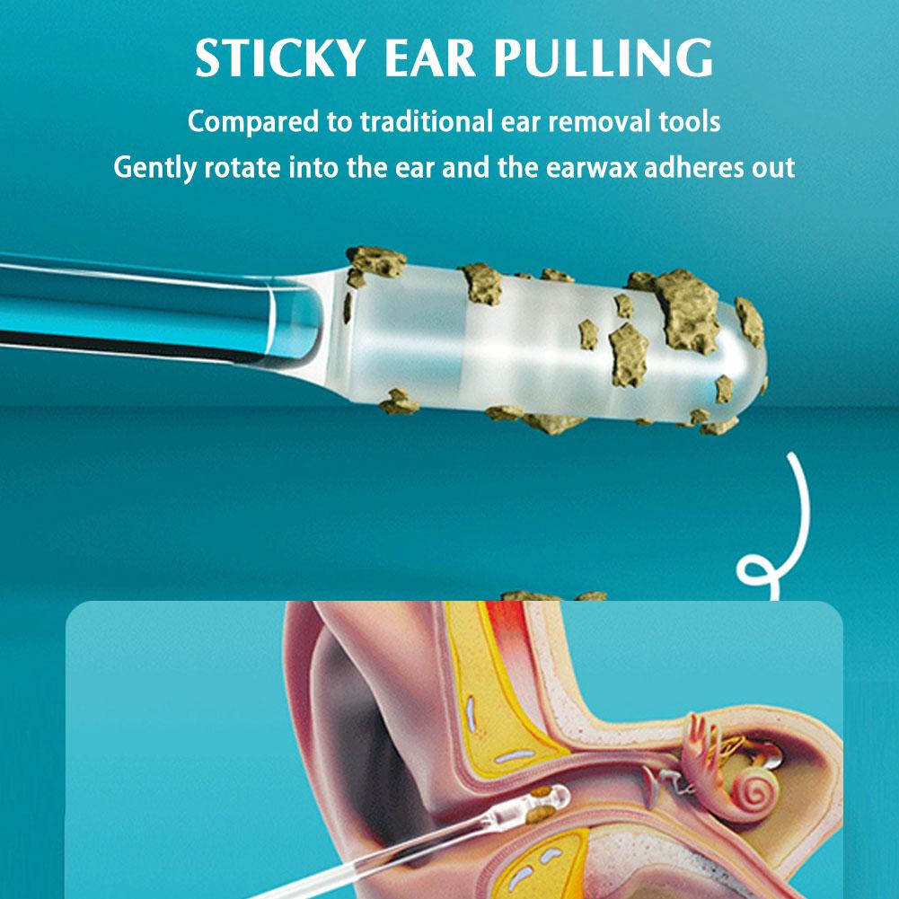 Nettoyeur d'oreille adhésif collant pour le nettoyage des oreilles, bâtons d'oreille collants réutilisables, outil de nettoyage des oreilles, 24 pièces/boîte