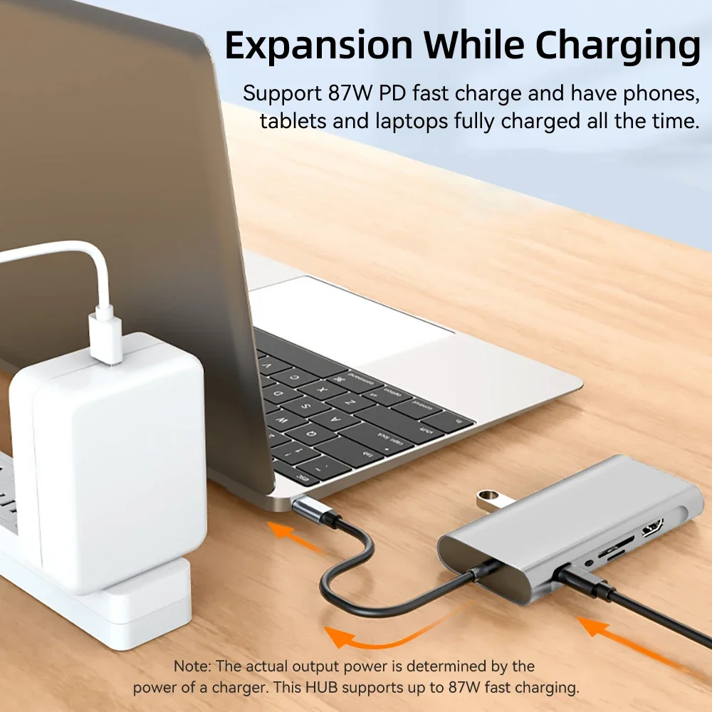 HUB USB C 4K 30Hz Type C vers HDMI, adaptateur USB 3.0 11 en 1, station d'accueil PD 87W, séparateur USB C pour MacBook Pro Air