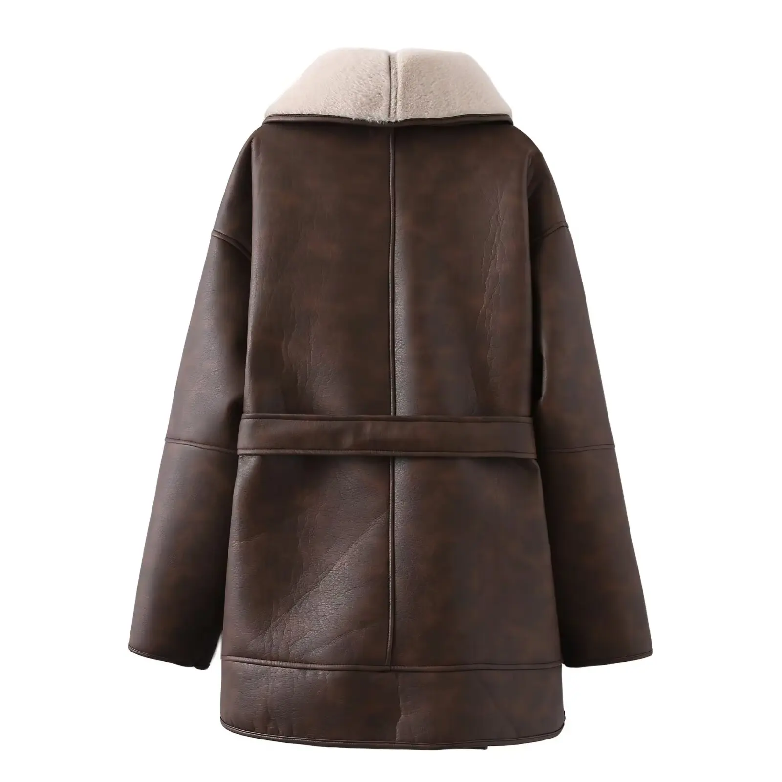 2024 herbst neue frauen kleidung stil modische hundert kombinationen gürtel dual farbe pelz integrierte windjacke