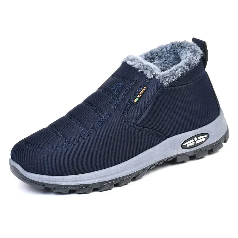 Botas de nieve de invierno para Hombre, botines informales sin cordones, zapatillas cómodas de piel cálida, Botas antideslizantes, Zapatos para Hombre 2024