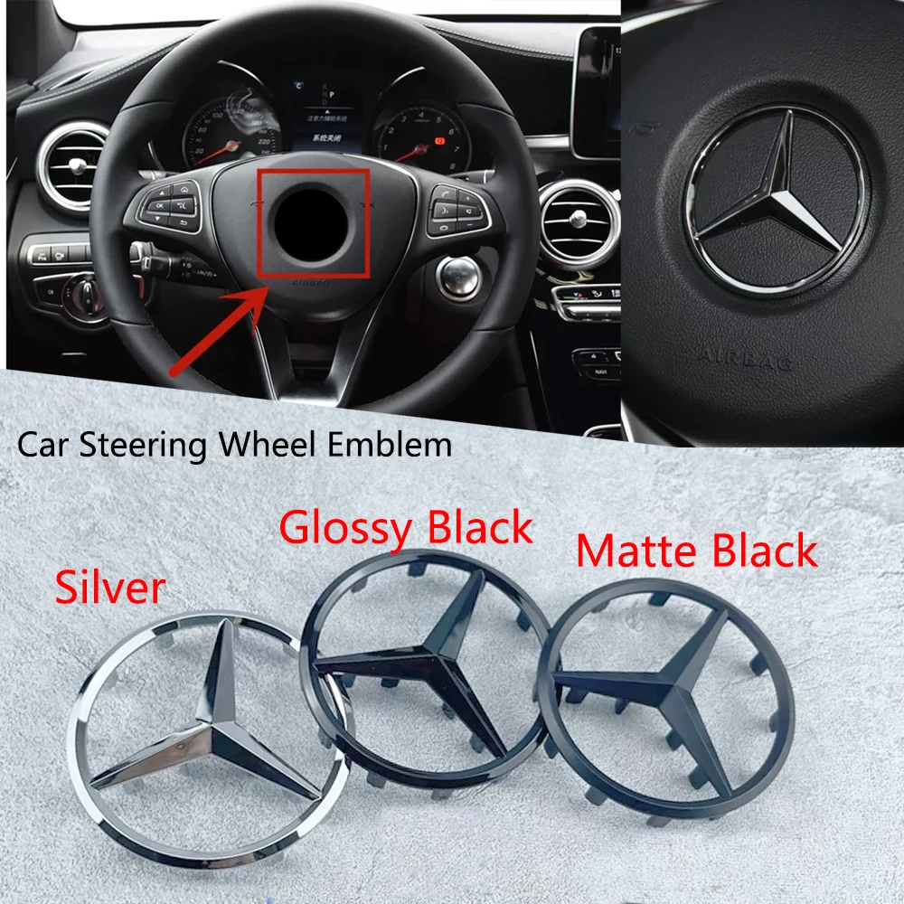 52mm 57mm ABS Car Steering Wheel Logo Badge Emblem Styling Accessories For  Mercedes Benz C E S Series CLA  CLS  W212 W205 W204