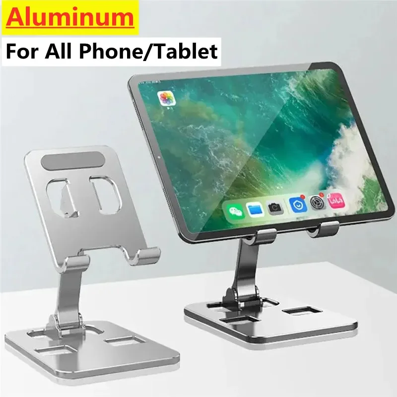 Universele aluminium opvouwbare bureautelefoonhouder Mount Stand voor iPhone 16 15 mobiele telefoonhouder Tablet Desktop metalen houder