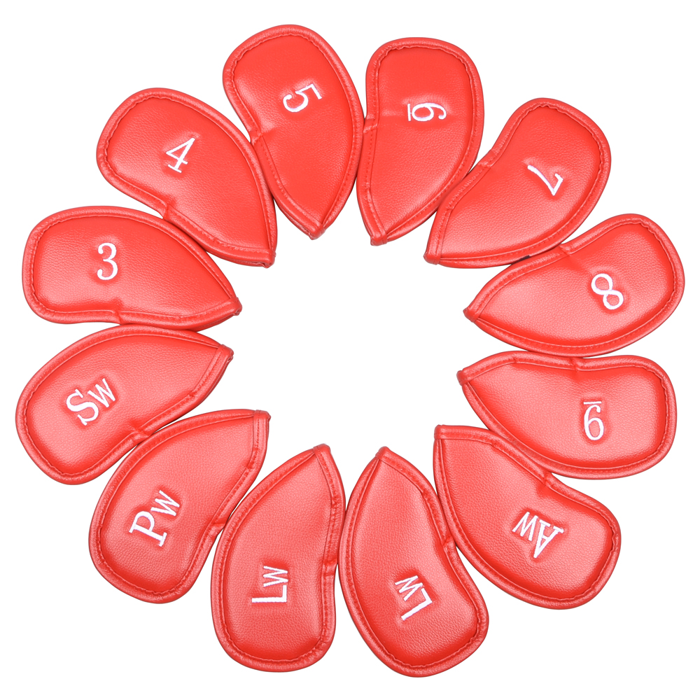 12 unids/set portátil PU Golf Club cubiertas de cabeza de hierro Protector de cabeza de Golf conjunto de cubierta de cabeza de hierro de Golf