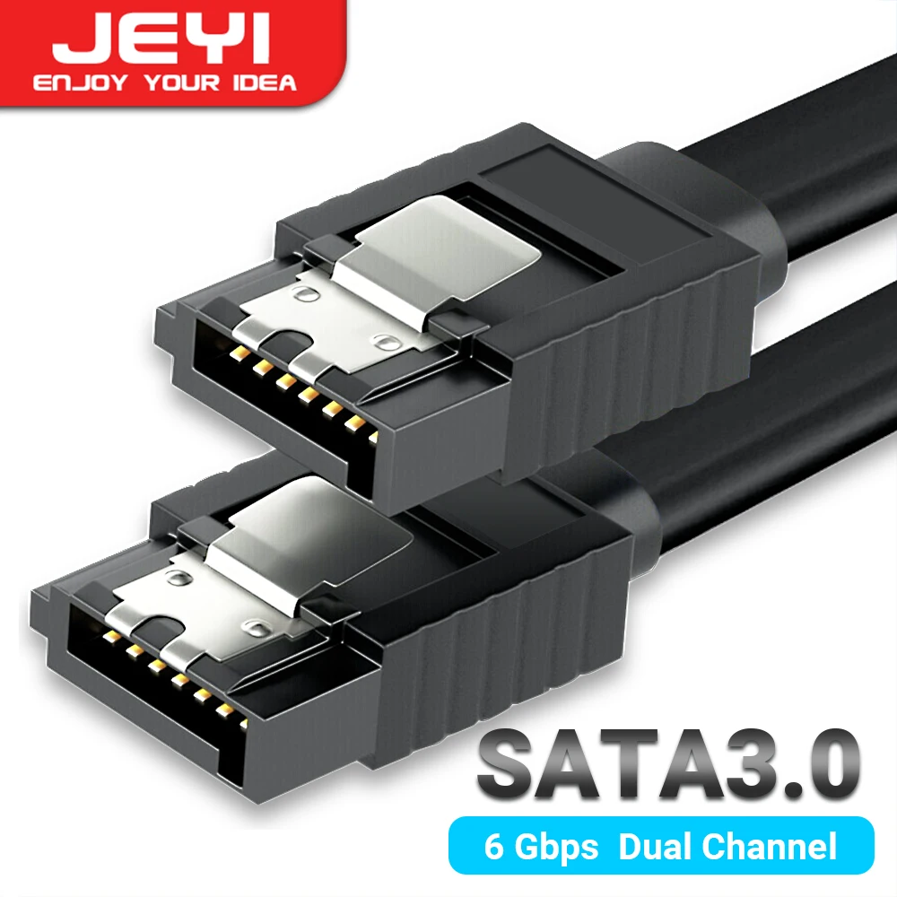 JEYI SATA-Kabel III, 6 Gbit/s, gerade gebogenes HDD-SDD-Datenkabel, 40 cm, mit Verriegelungsriegelung für SATA HDD SSD CD-Treiber, CD-Schreiber