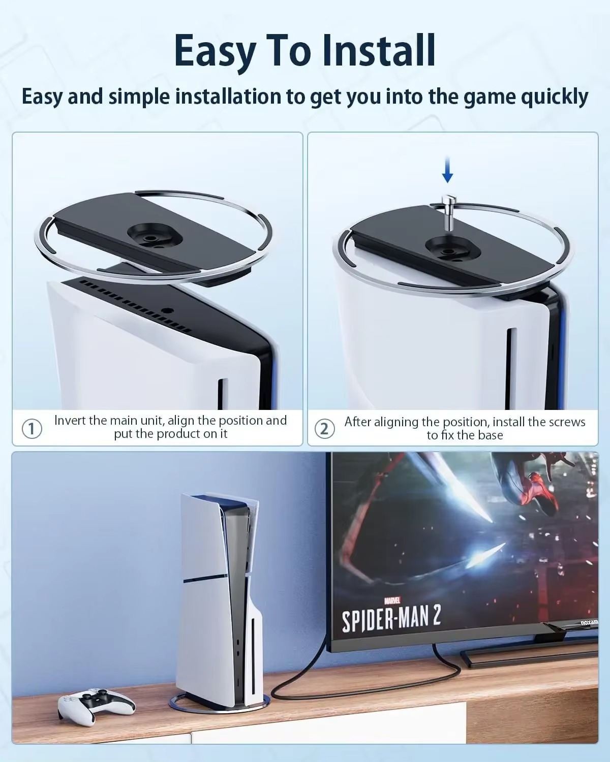 For PS5 slim Vertical Stand Game Console Base Bracket Metal For Sony Playstation 5 Slim PS5 Vertical Stand Holder Disc / Digital