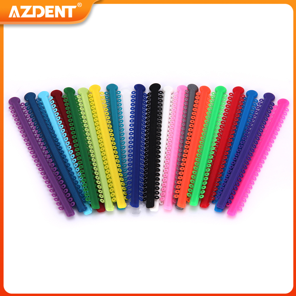 1000 unids/pack AZDENT Dental ortodoncia ligadura elástica bandas ligadura anillo 23 colores suministros de odontología