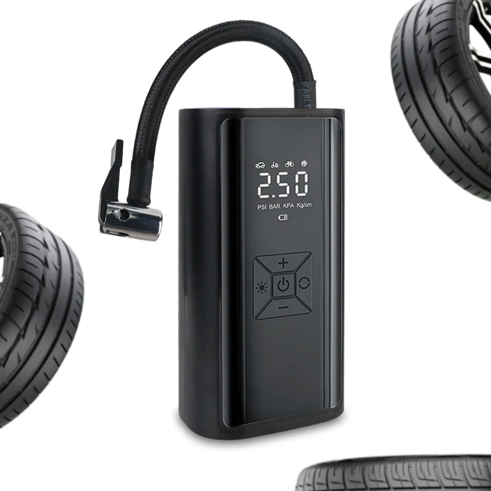 Portátil sem fio pneu manômetro, Compressor de ar com luz LED, Display LCD Digital, 150PSI, 120W