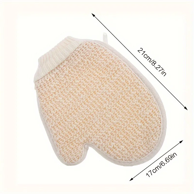Luva esfoliante 2 em 1 – Purificador corporal de linho de algodão com textura de malha para spa e banho domésticos