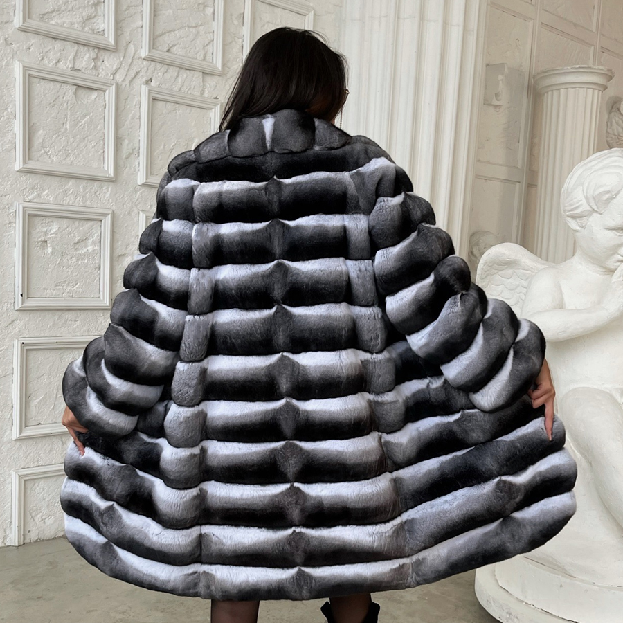 Abrigo de piel de conejo Natural Rex para mujer, chaqueta cálida de invierno, abrigo de piel auténtica