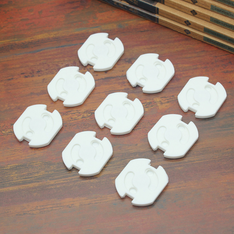 Tampa de segurança do bebê com 2 furos redondos, padrão europeu, proteção elétrica, plástico, fechaduras de segurança, 10pcs