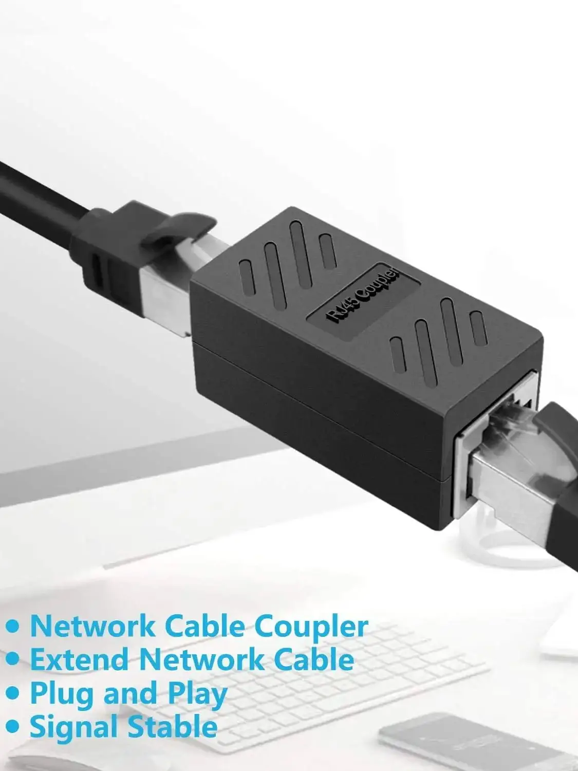 Extensor ethernet de acoplador rj45 10gbps, acoplador ethernet cat7 fêmea para conector fêmea para cabo cat7/cat6/cat5e