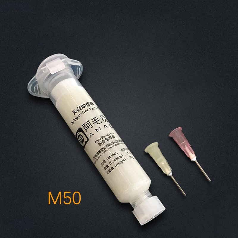 1Pcs Original AMAOE M50/M53 solder Flux 10CC Syringe Soldering paste welding flux With 2 needle for mobile phone Laptops CPU BGA