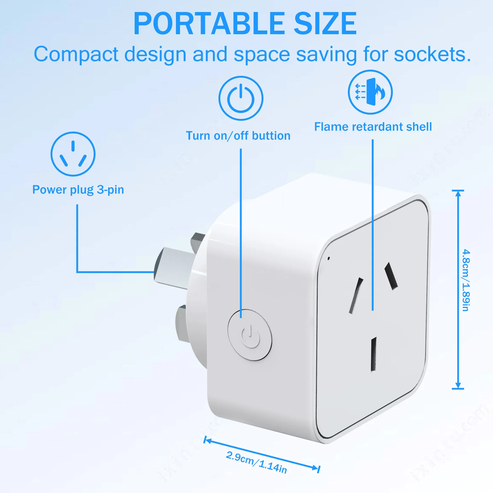 AU smart WiFi plug and socket, with energy monitor, voice control Alexa/ Google, remote control and timer 2.4GH 16A
