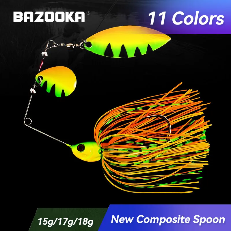 Bazooka 15g 18g Spinnerbait señuelo de pesca cebo de alambre Spinner de Metal Buzzbait Swimbait gancho JIG Kit falda peche para Lucio invierno
