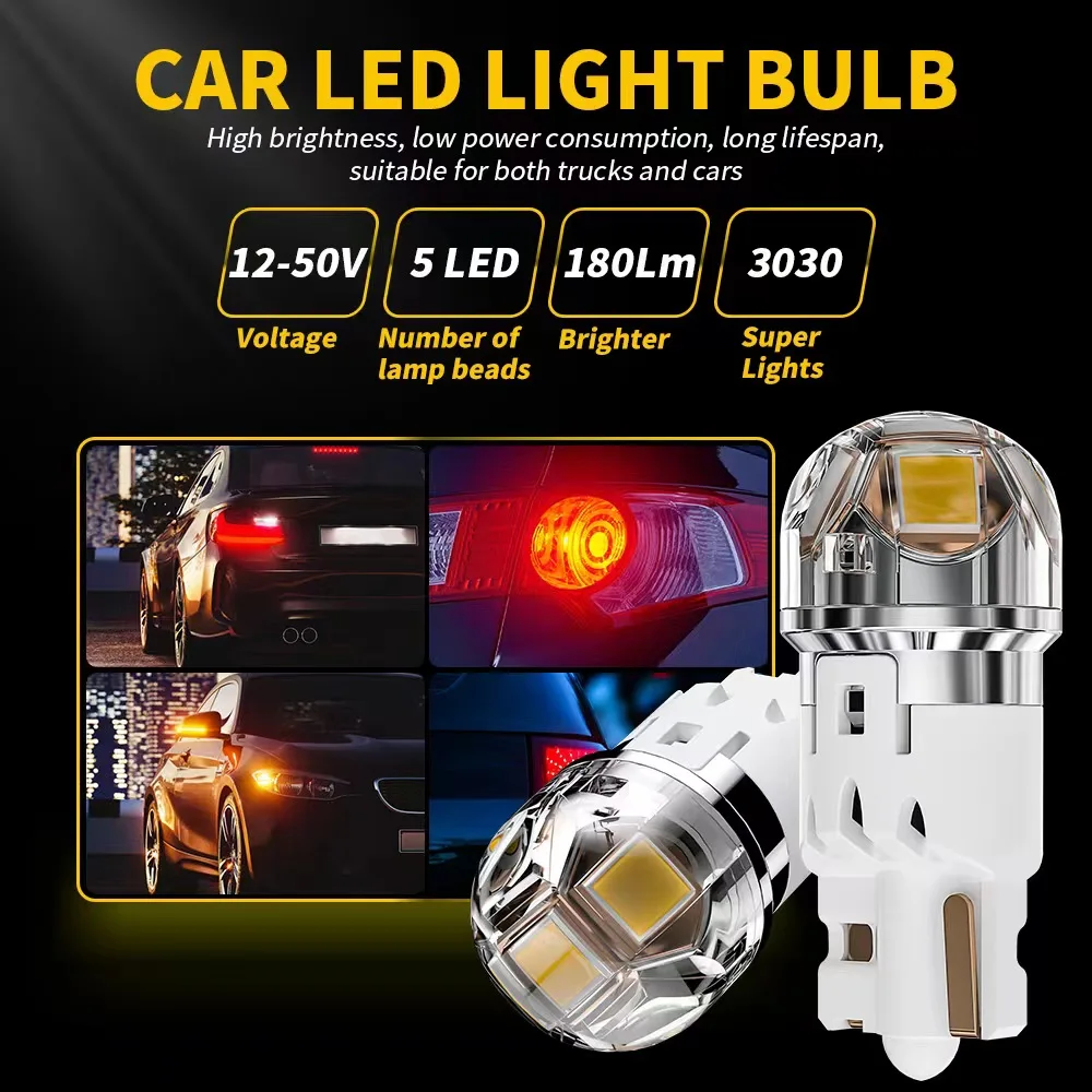 2 uds Super T10 W5W luz Led para coche Nichia 3030 Chips Emc bombilla de lámpara sin polaridad iluminación de matrícula de cúpula automática DC12-50V blanco