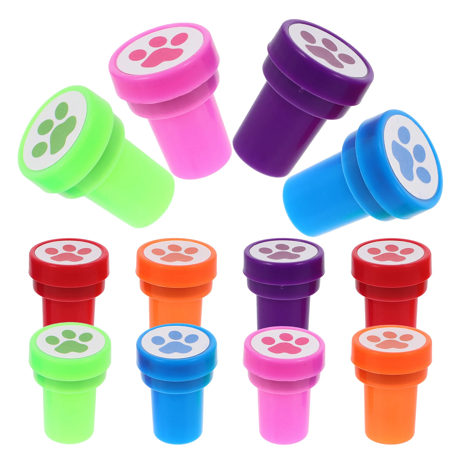 12 Uds. Sello pequeño de pata de perro, sello de plástico para diario, estampadores bonitos para niños, regalo DIY a granel para niños