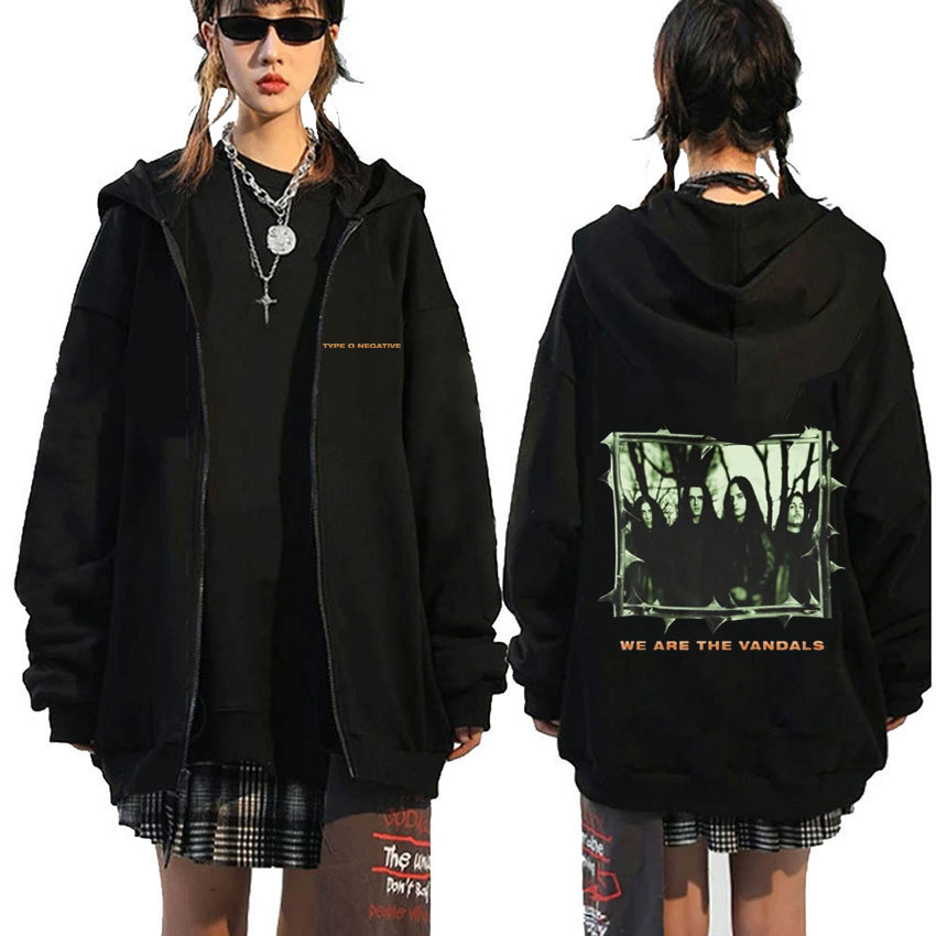 Rock Band Type O négatif suspendu au crépuscule essentiel sweat à capuche avec fermeture éclair hommes femmes décontracté Vintage veste zippée mâle surdimensionné sweats à capuche