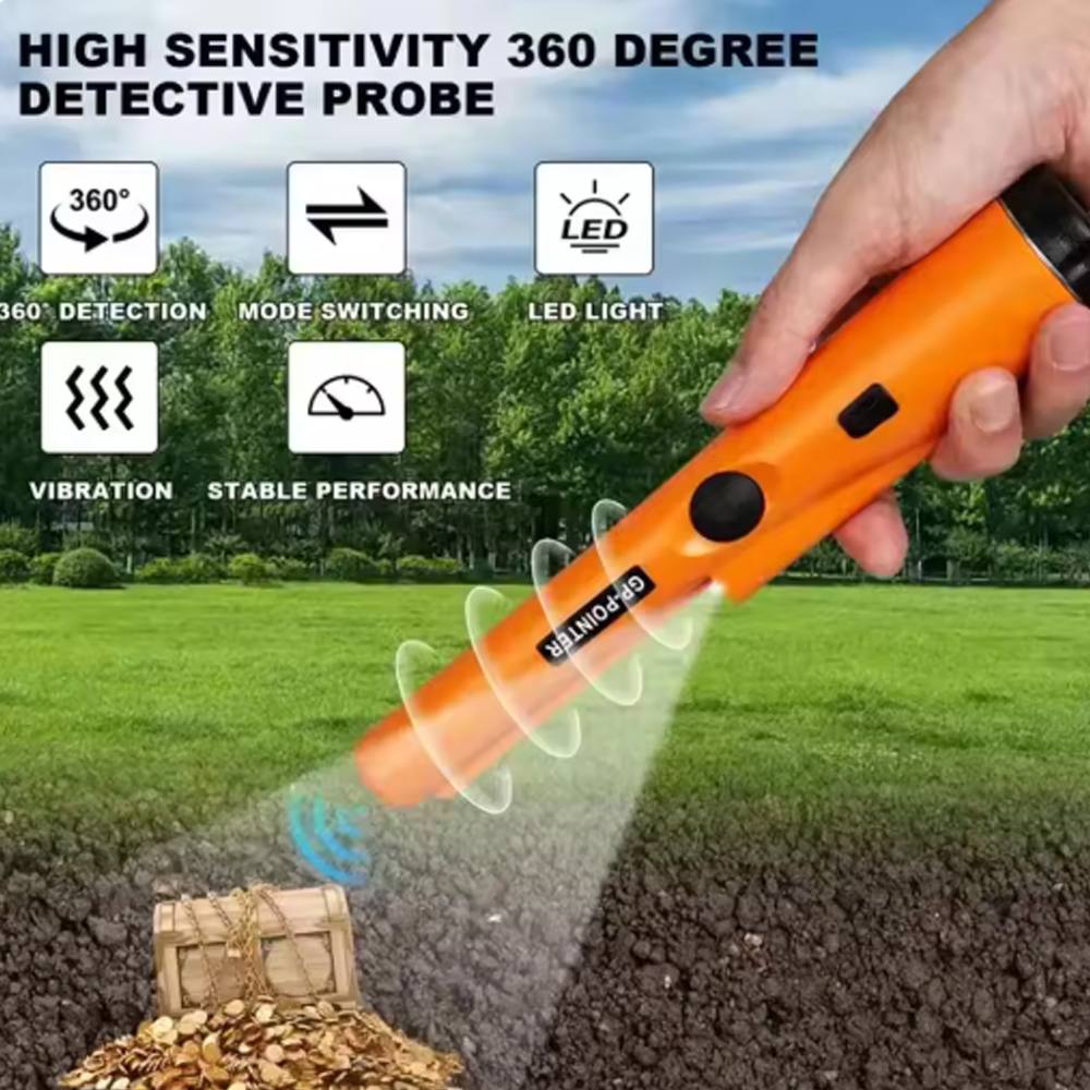 Detector de metais portátil Pro GP-Pointer com pulseira IP66 à prova d'água e LED para caça ao tesouro e exploração ao ar livre
