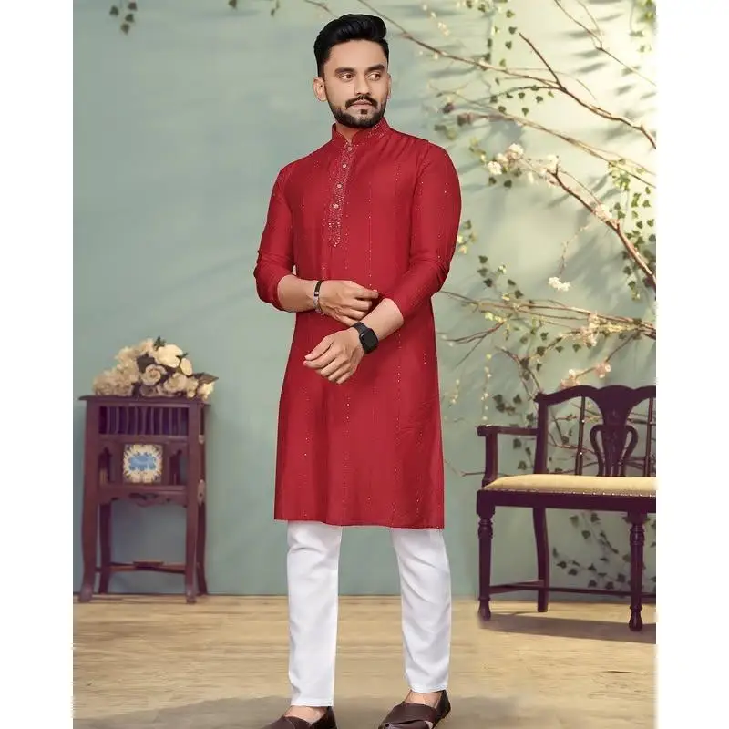 2025 masculino digital impresso kurta dhe ajuste regular gola mandarim longo adequado todas as ocasiões como casamento hari raya aidilfitri