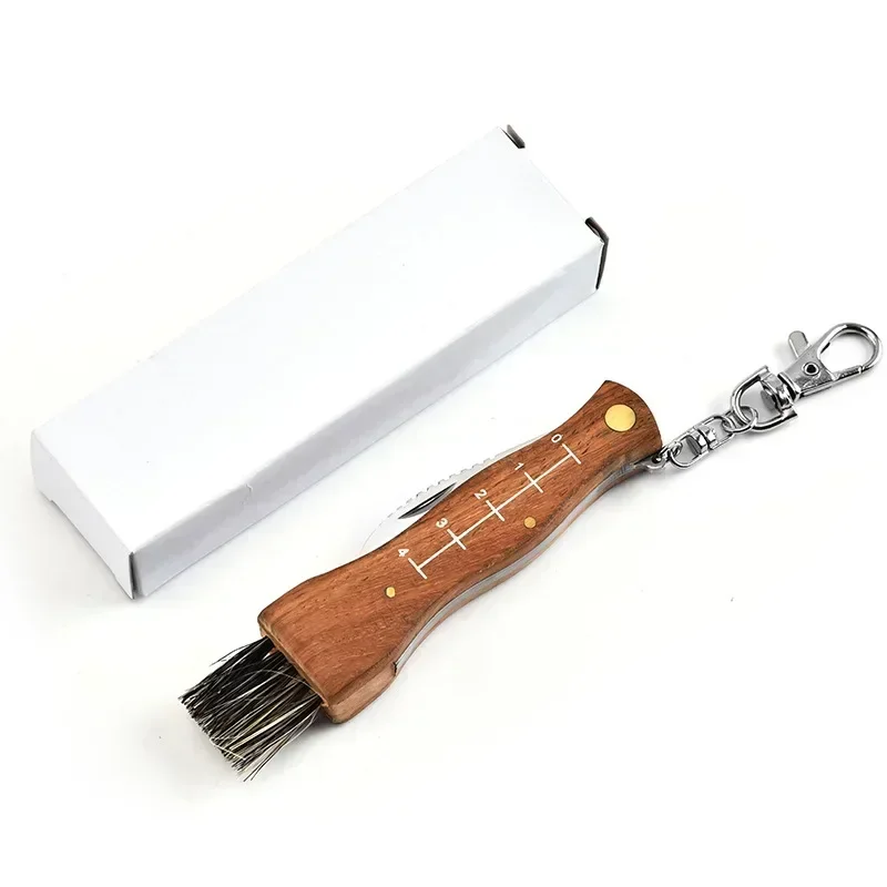 มัลติฟังก์ชั่นสแตนเลสแปรงพับกลางแจ้งมินิเห็ดมีด EDC ไม้ Handle SHARP แคมป์ล่าสัตว์ survival