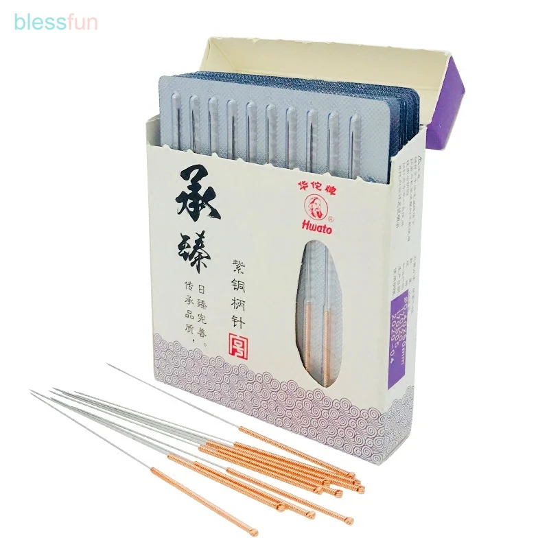 Aguja de acupuntura de alta calidad 100 Hwato mango de cobre belleza estéril masaje de salud gua sha 0,18/0,25/0,30/0,35mm