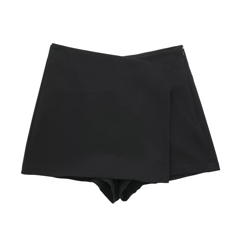 TRAF 2024 Asymmetrische Skort Voor Vrouwen Zwarte Hoge Taille Mini Rok Shorts Vrouwen Casual Bermuda Vrouwen Zomer Rok Shorts