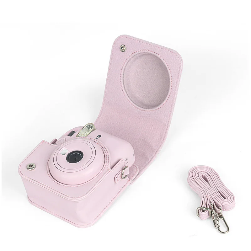 PUレザーソフト保護ケース Instax Mini 12 カメラ用 ショルダーストラップ付き 富士フイルムフィルムカメラトラベルバッグ