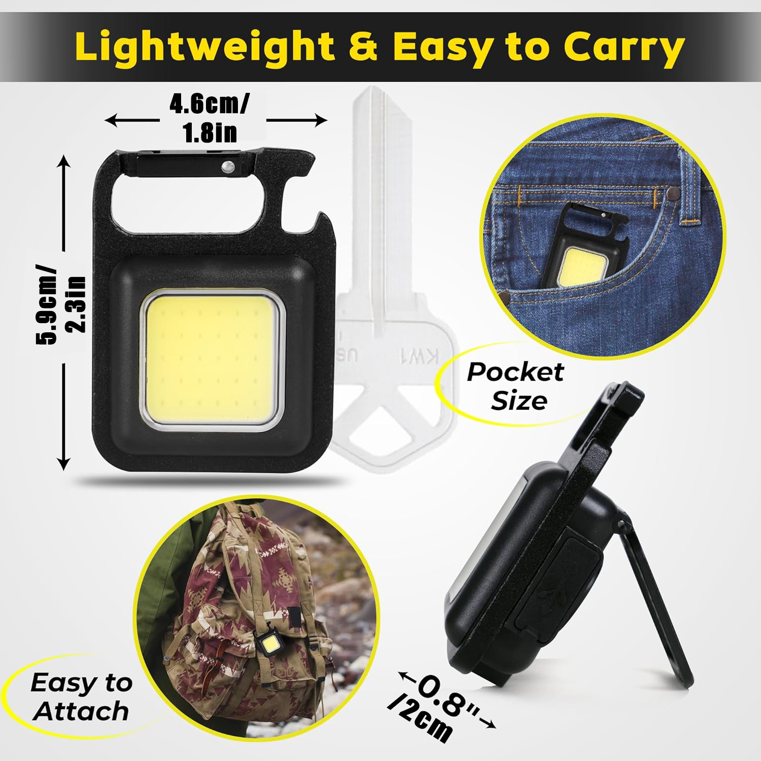 Portable Keychain Light Mini Multifunctional Camping Flashlight USB Rechargeable Work LED Bright COB Pocket Clip Lantern 1-10Pcs