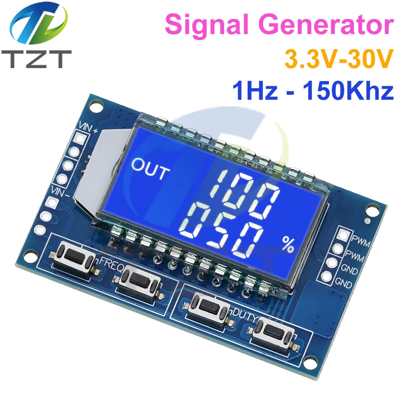 TZT Máy Phát Tín Hiệu Xung PWM Tần Số Chu Kỳ Nhiệm Vụ Có Thể Điều Chỉnh Mô Đun Màn Hình Hiển Thị LCD 1Hz-150Khz 3.3V-30V PWM Mô-đun