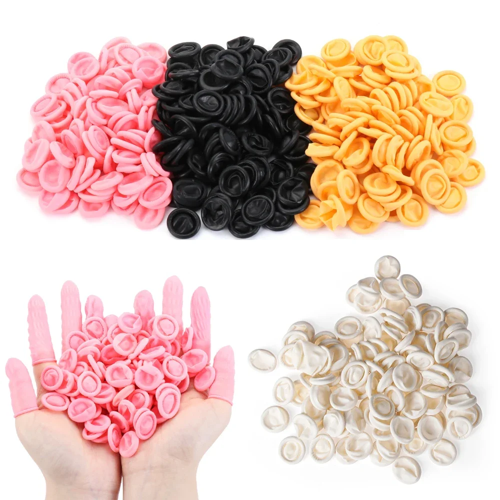 100 Uds. Guantes de goma desechables para cubrir los dedos, antideslizantes, antiestáticos, de látex, Protector de la yema del dedo, guante para el pulgar