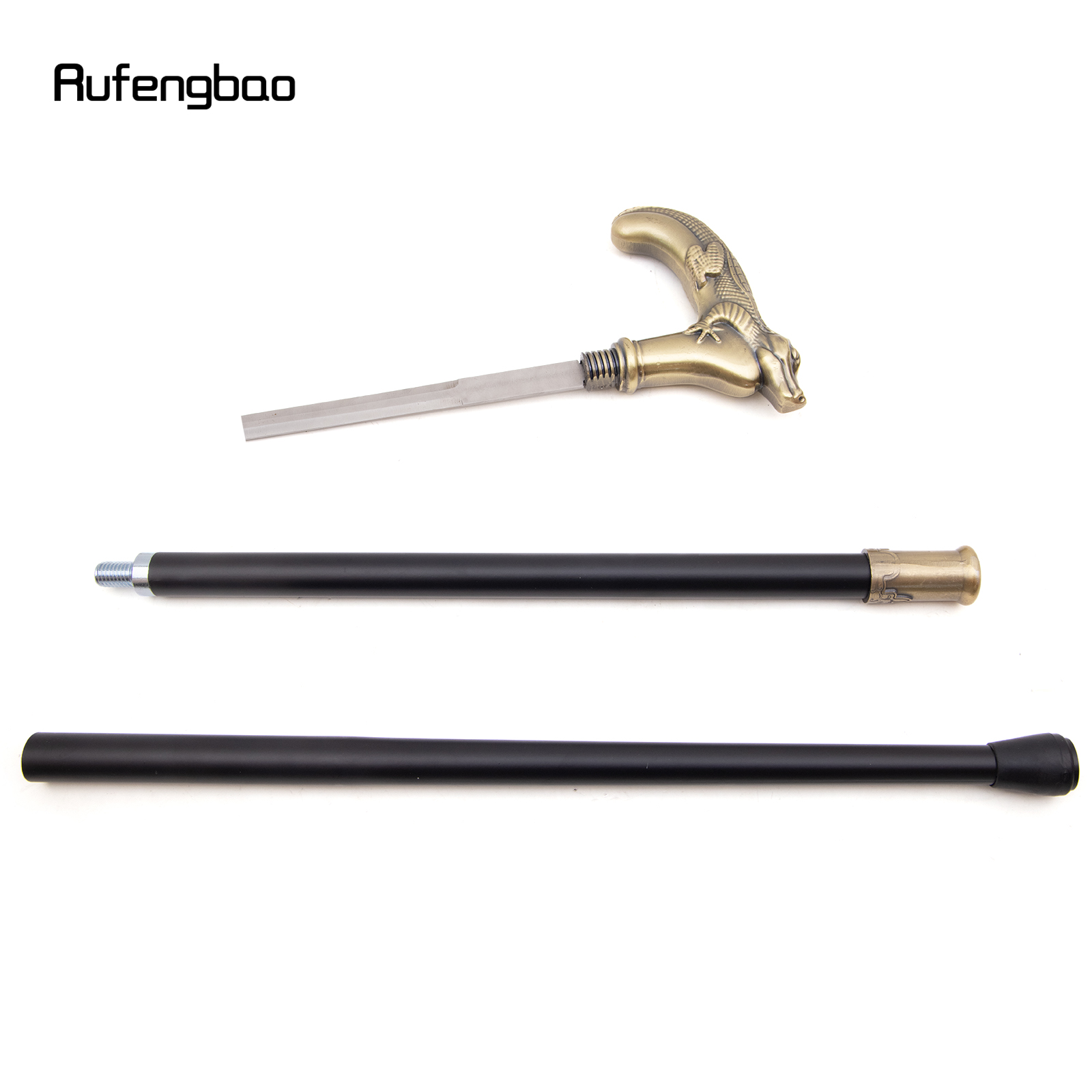 Kupfer Eidechse Gehstock mit versteckter Platte Selbstverteidigung Mode Rohr platte Cosplay Crosier Stick 89cm