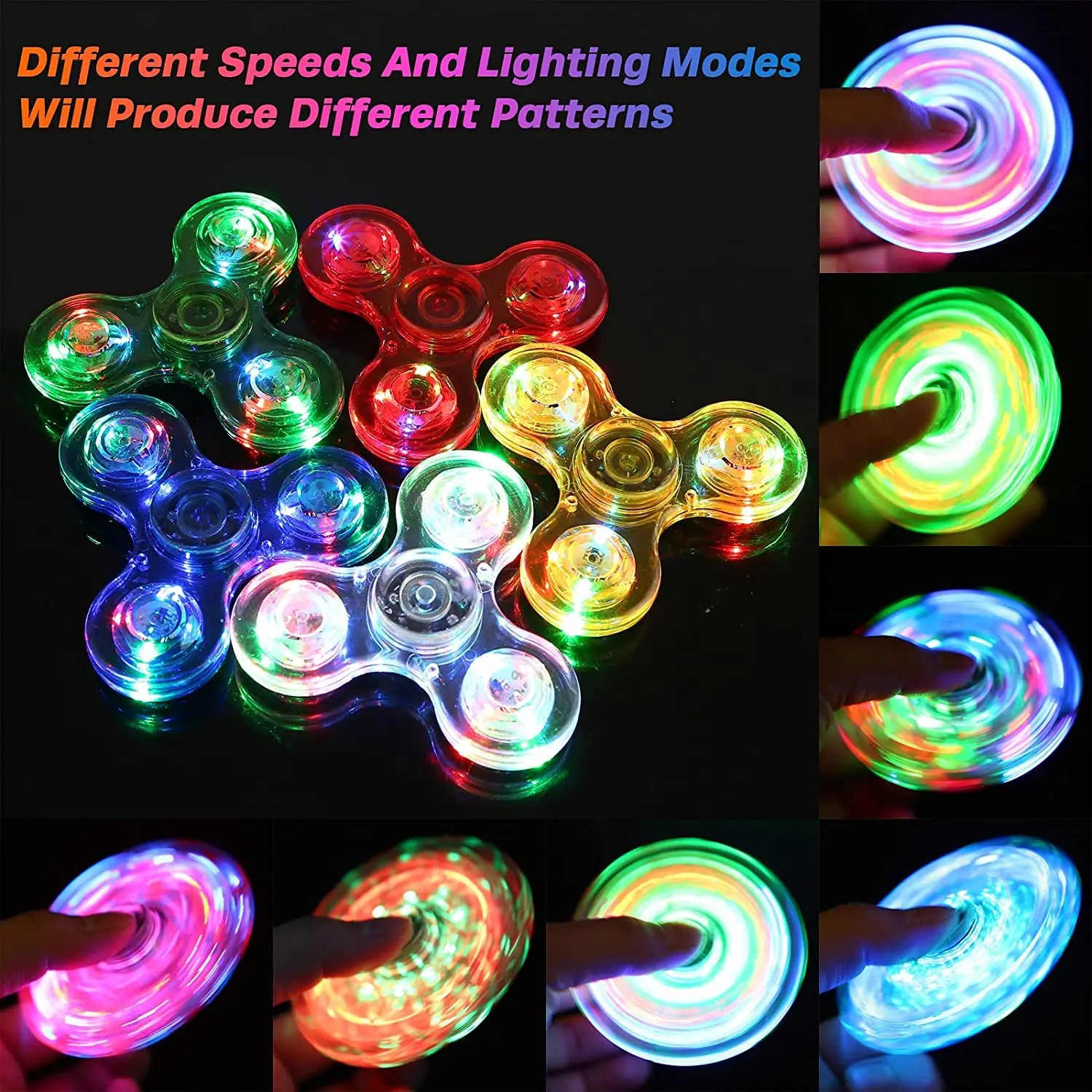 LED Light Up Fidget Spinner Luminous Finger ของเล่น Hand Spinner ลดความเครียดและความวิตกกังวลบรรเทา Party Favors สําหรับเด็กผู้ใหญ่