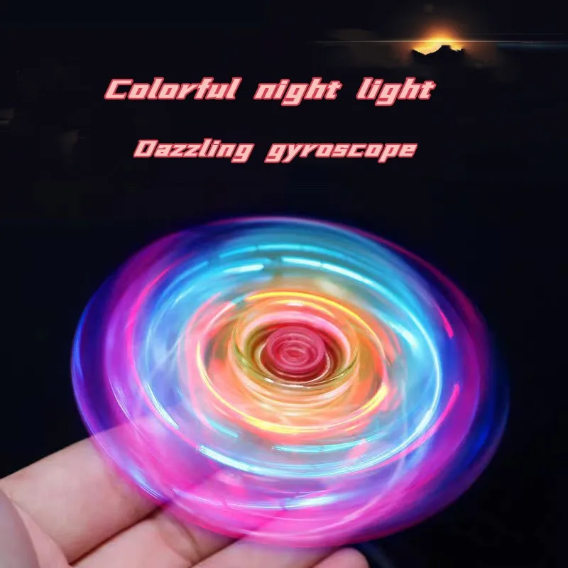 Spinner do ręki, kryształowy, świecący, z diodami LED, fidget spinner, świecący w ciemności, zabawka antystresowa EDC, kinetyczny żyroskop do odprężania